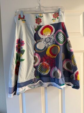 Multicolor Floral Patchwork A-Line Skirt